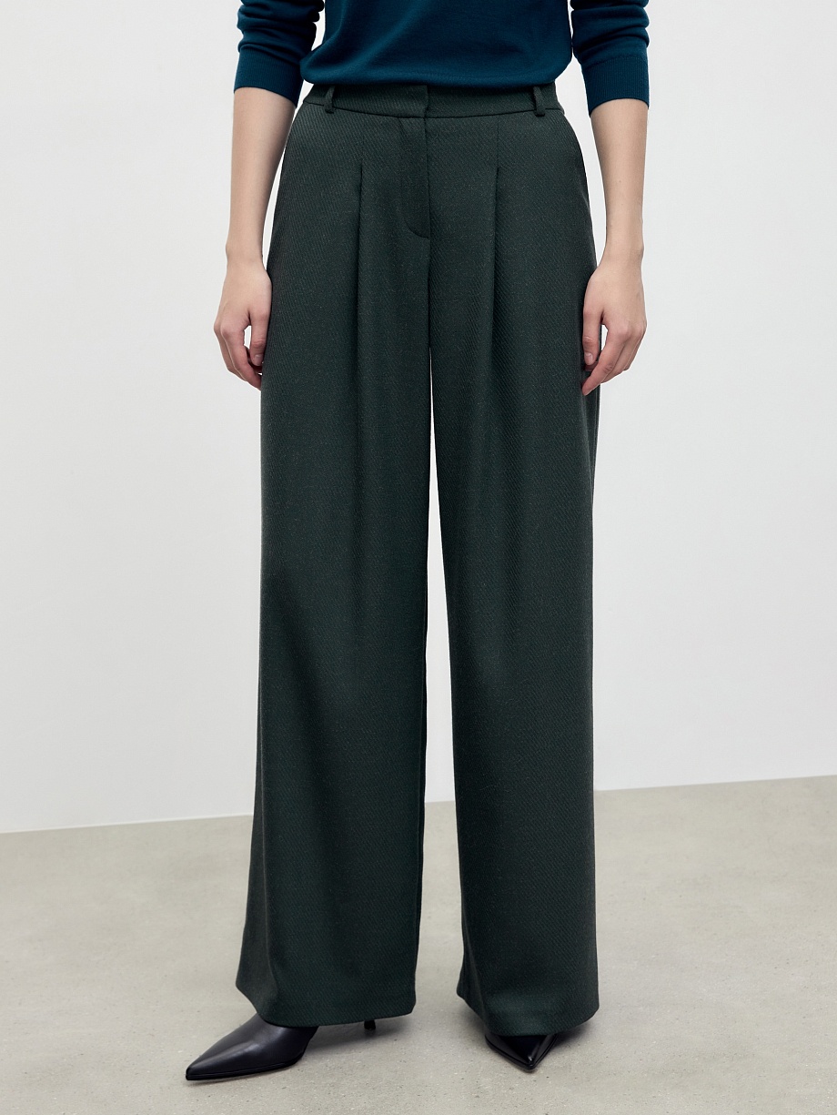 Прямые широкие брюки с высокой посадкой 