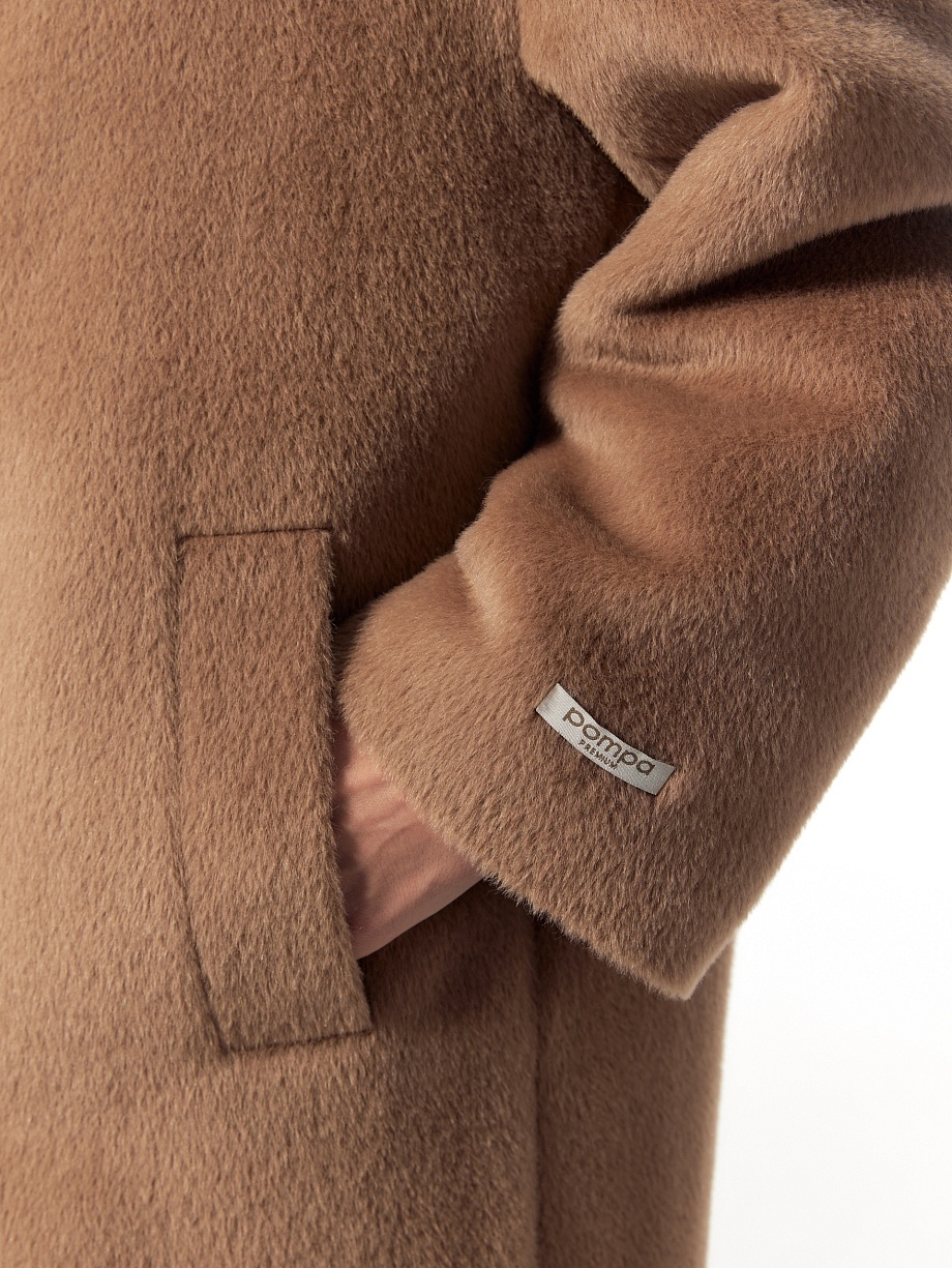 Пальто из шерсти Альпака Беби Сури с мембраной и утеплённой спинкой