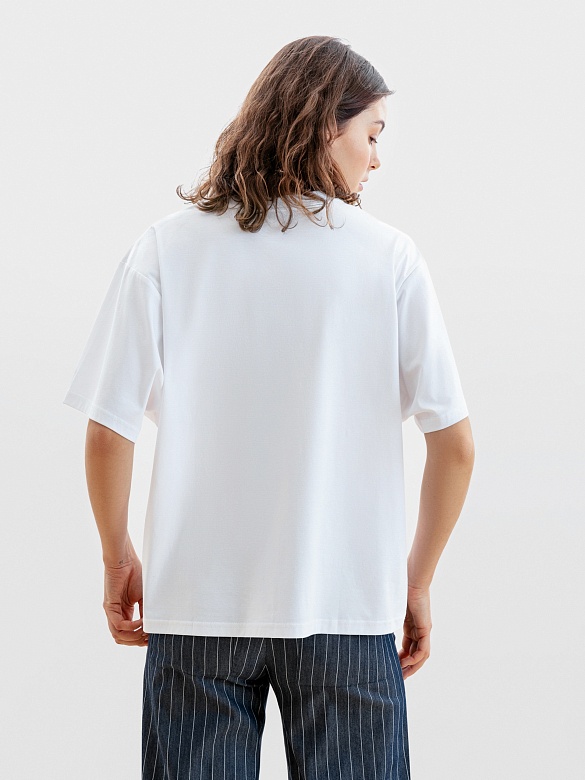 Белая прямая футболка с цветочным принтом POMPA арт.5153553dm1001