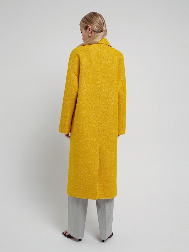 Двубортное шерстяное пальто прямого силуэта