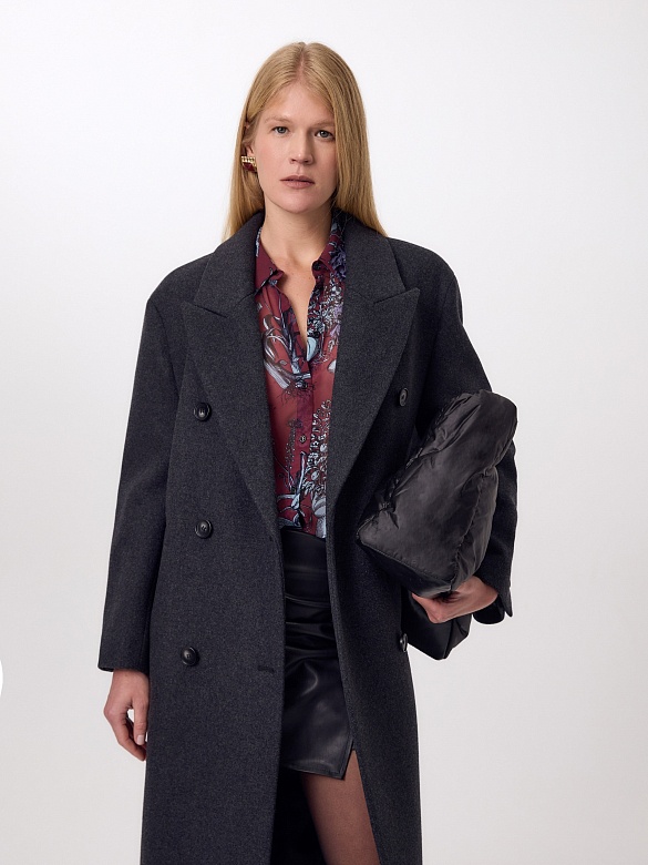 Пальто оверсайз из шерсти с мембраной и утеплённой спинкой POMPA арт.1016542m90095