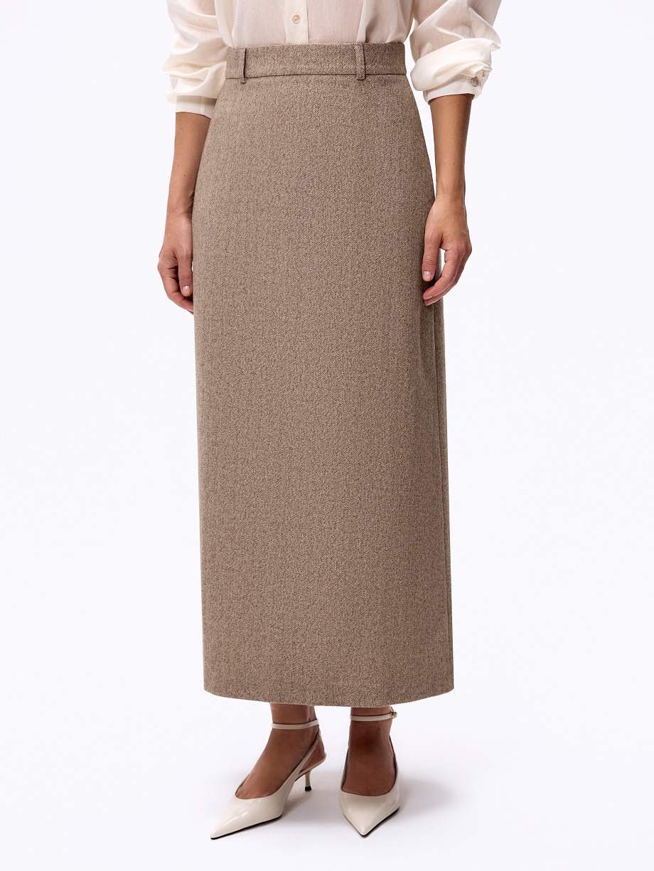 Юбка миди из костюмной шерстяной ткани