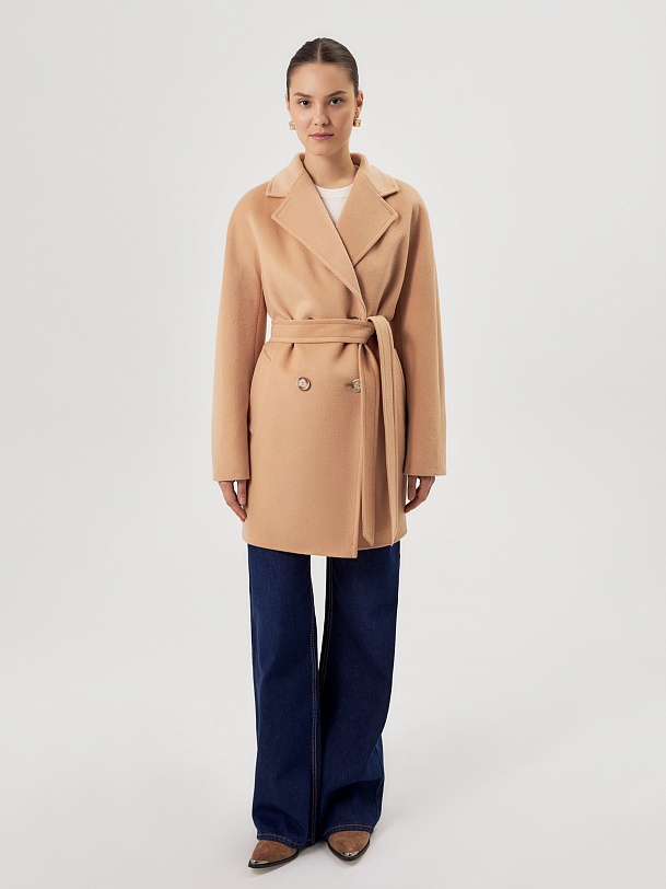 Шерстяное демисезонное полупальто с мембраной