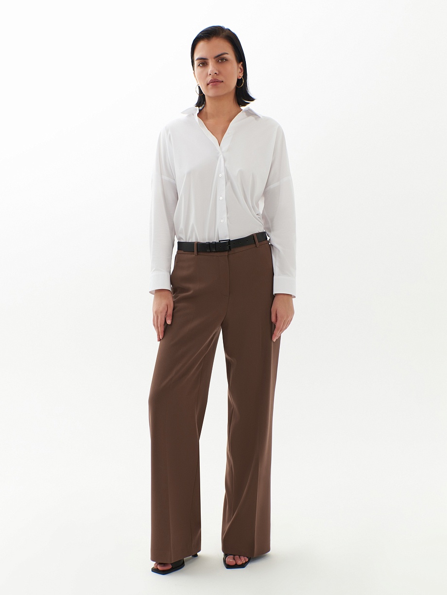Прямые широкие брюки из костюмной ткани