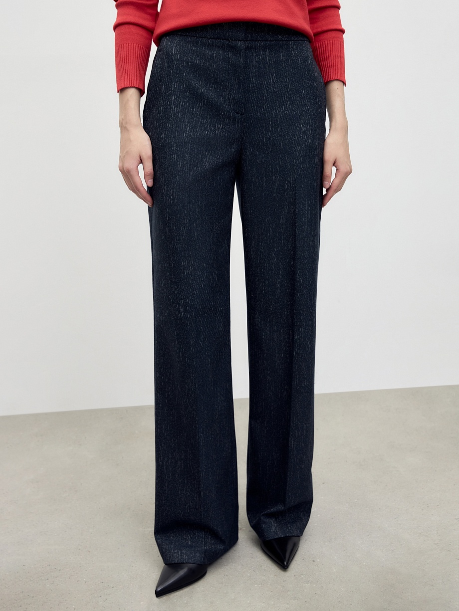 Прямые брюки из костюмной ткани с имитацией джинсы