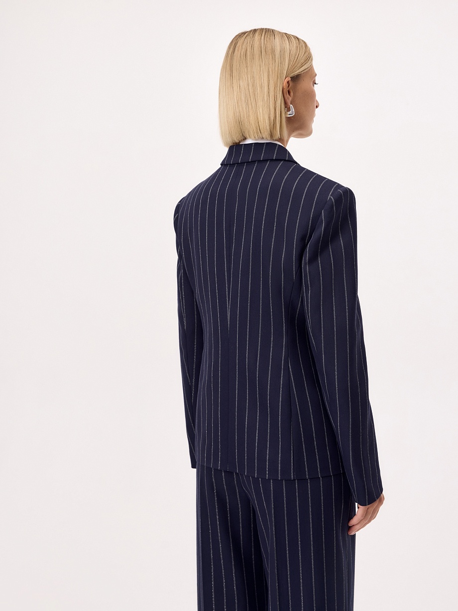 Жакет из костюмной ткани с полосками люрекса