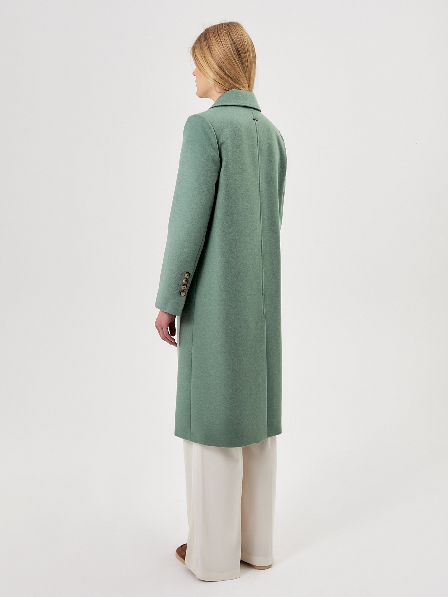 Двубортное пальто-трапеция с мембраной