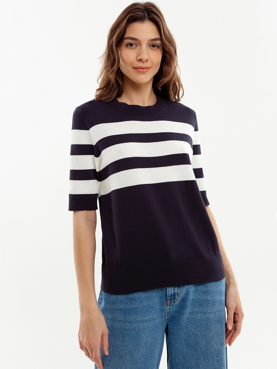 Вязаный джемпер из 100% хлопка с коротким рукавом