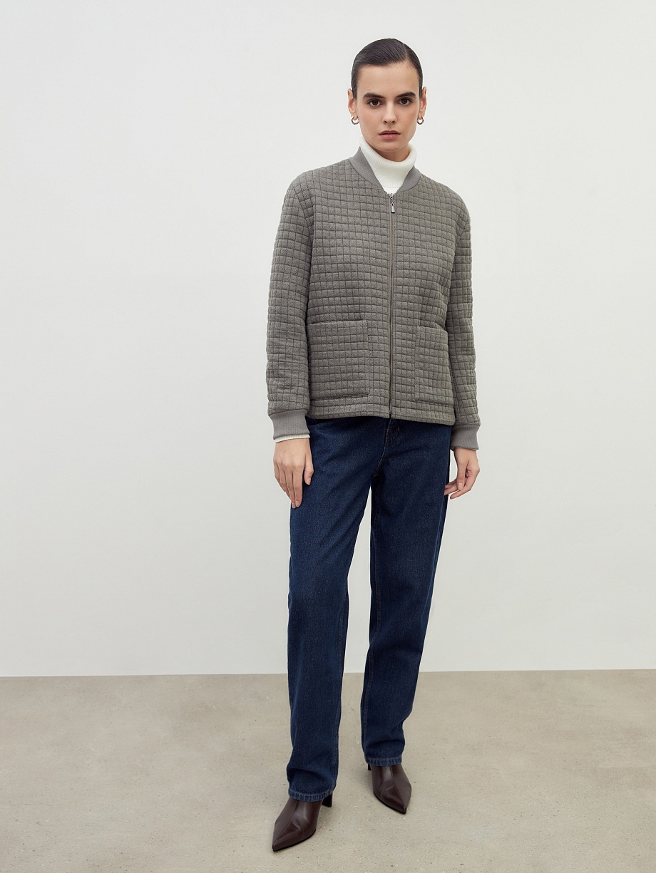 Стёганый бомбер на молнии