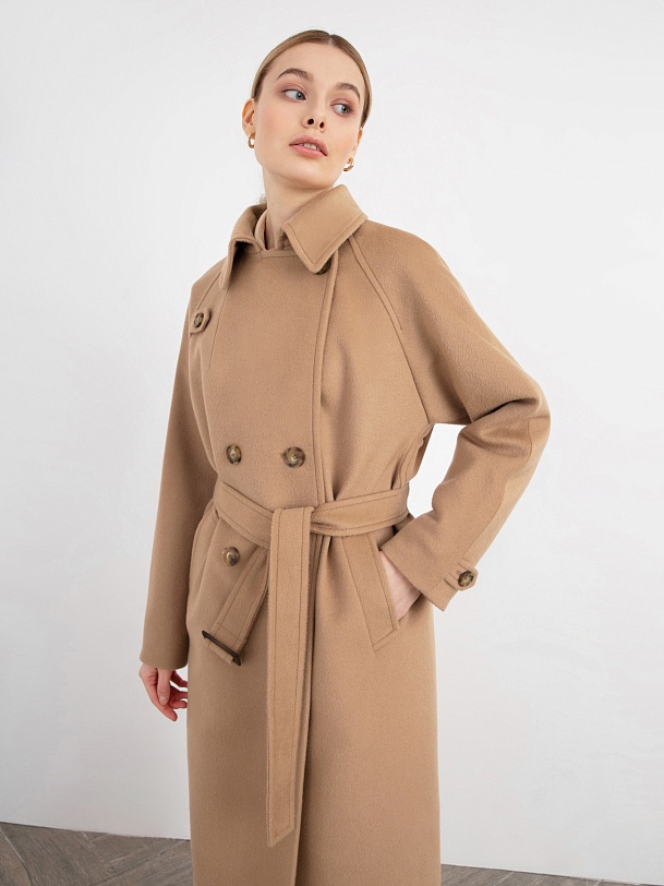 Двубортное шерстяное пальто с мембраной