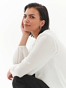 Блуза свободного силуэта с V-образным вырезом и рюшей POMPA арт.1149380me0601