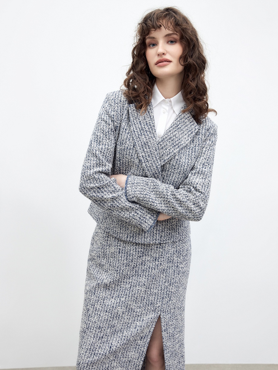 Двубортный твидовый жакет