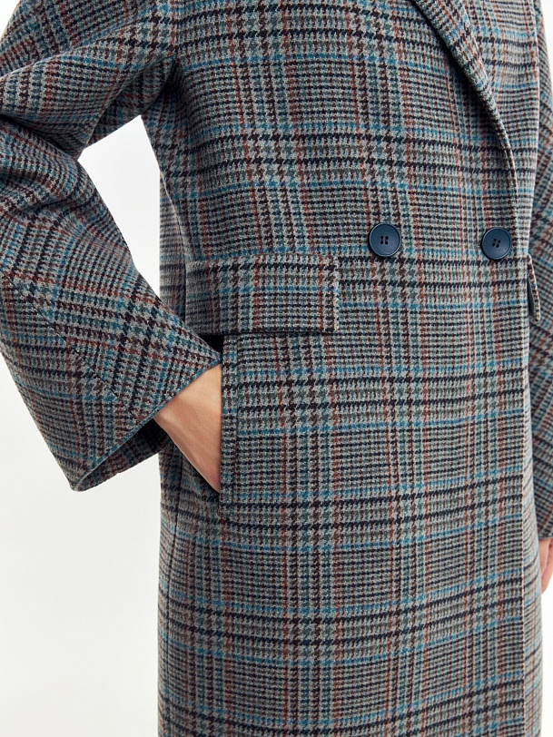 Двубортное шерстяное пальто с мембраной