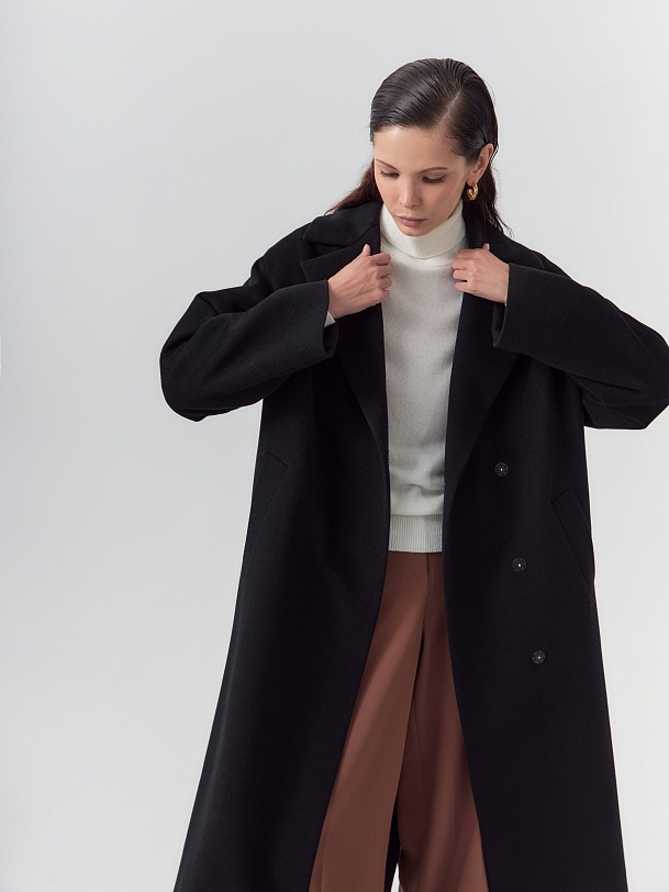 Пальто из 100% шерсти с мембраной и съёмным капюшоном