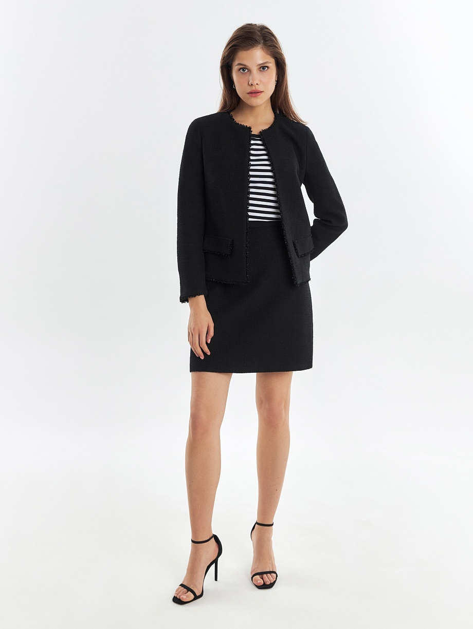 Мини-юбка из буклированной хлопковой ткани