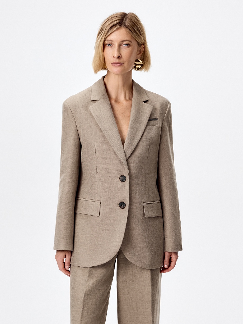 Жакет класический из хлопка и льна