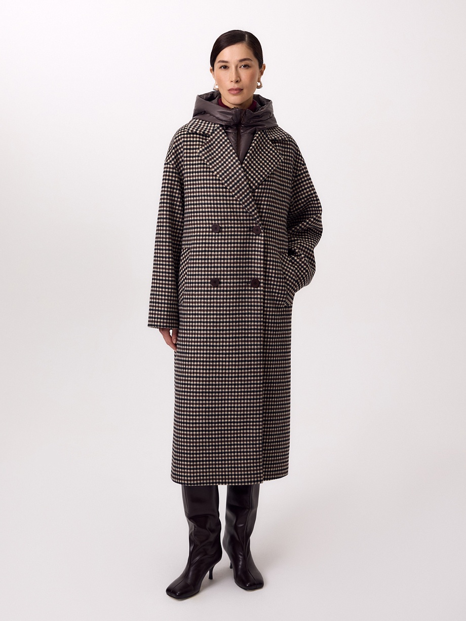 Шерстяное пальто с мембраной и утеплённой спинкой