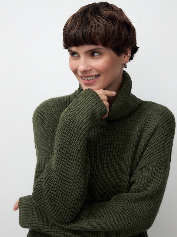 Свободный свитер из фактурного вязаного трикотажа POMPA арт.1222192kw2440