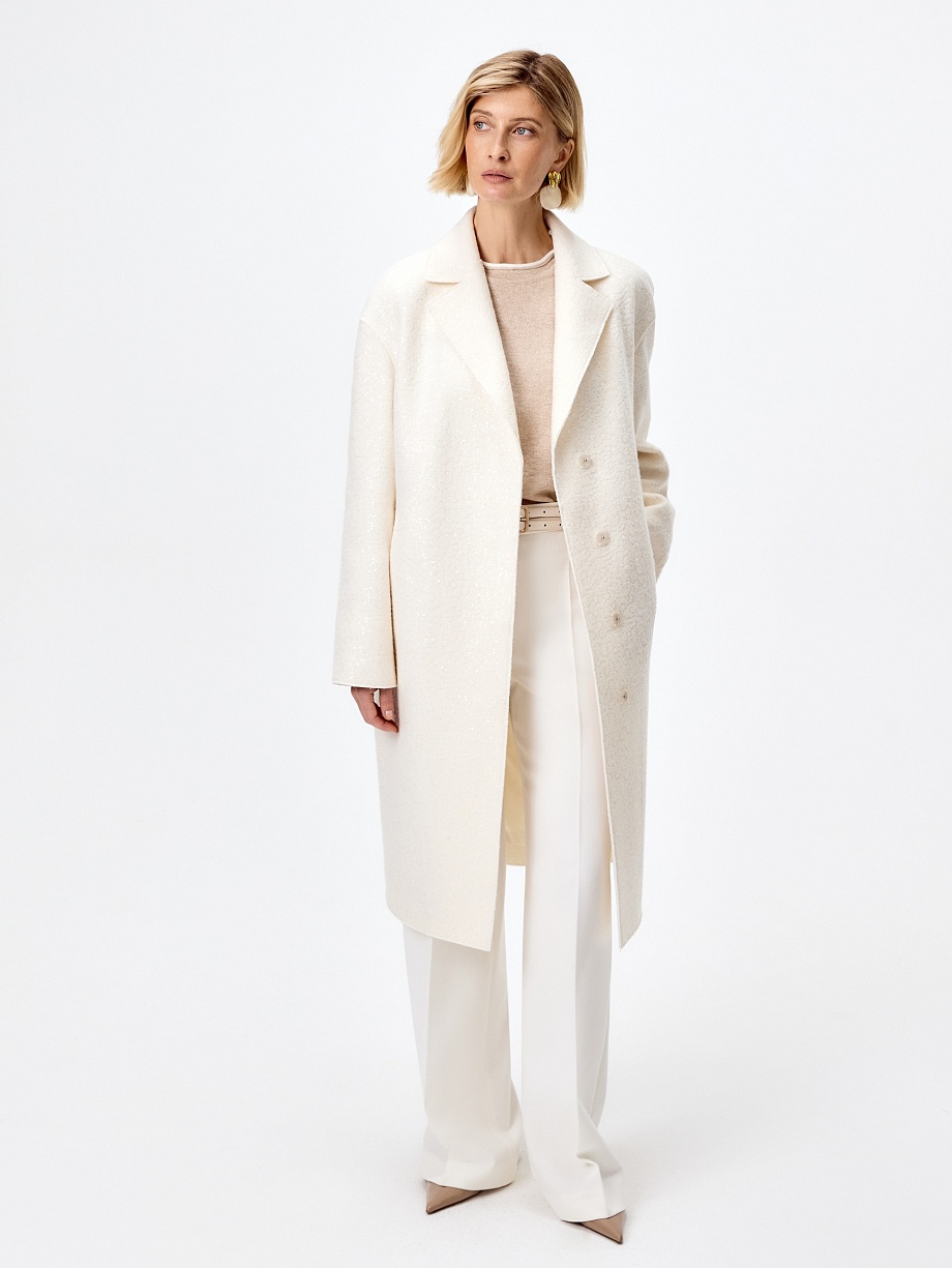  Пальто с мембраной из вареной шерсти с пайетками