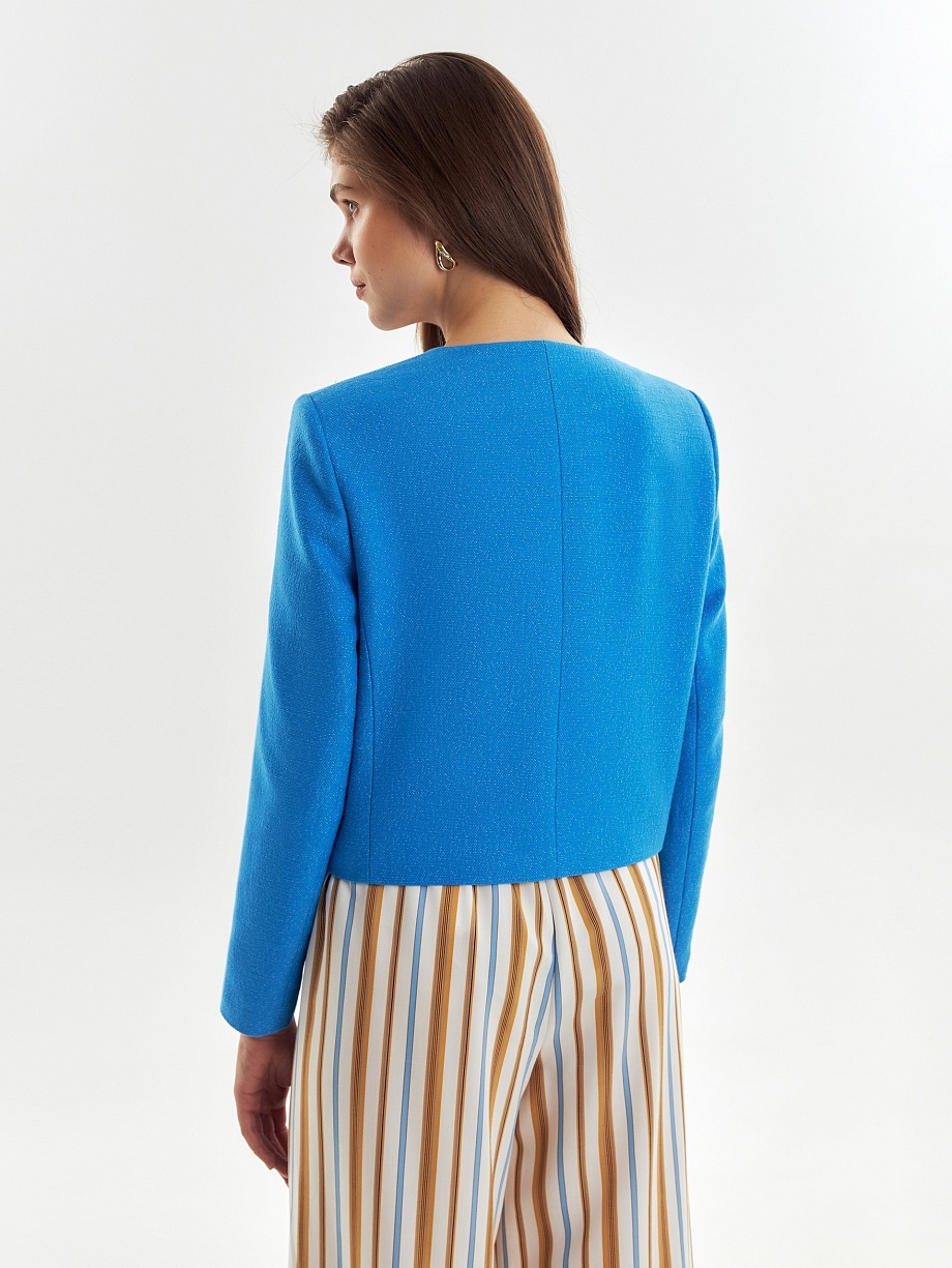 Укороченный твидовый жакет из хлопка