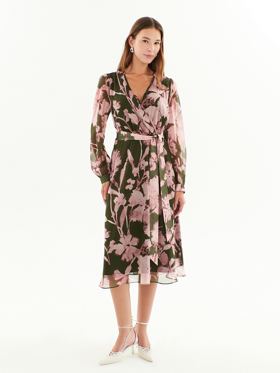 Свободное шифоновое платье с цветочным принтом