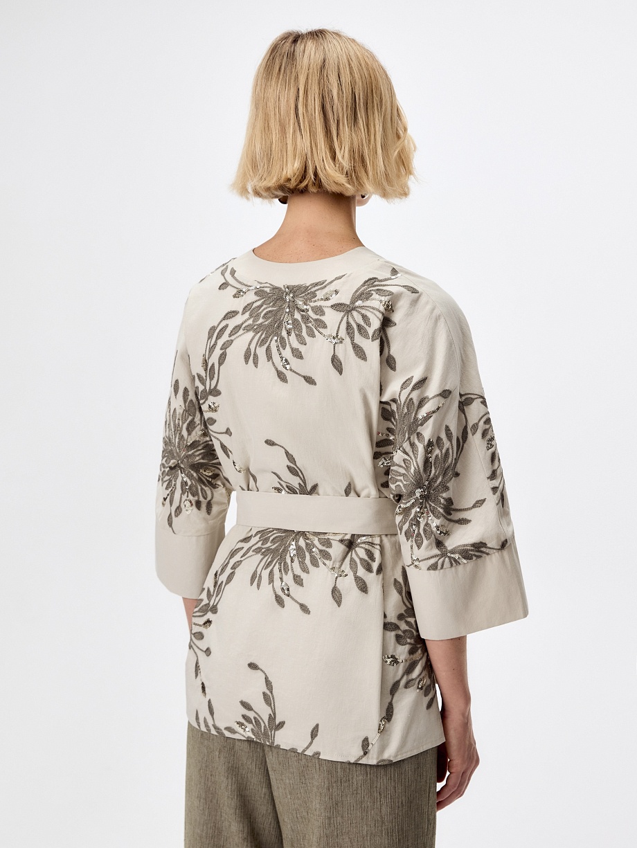 Жакет-кимоно из 100% хлопка с вышивкой