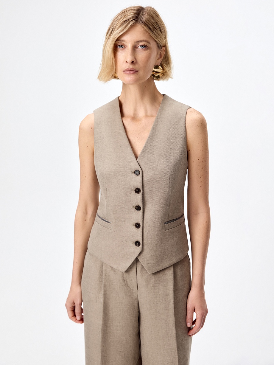 Жилет костюмный из хлопка и льна