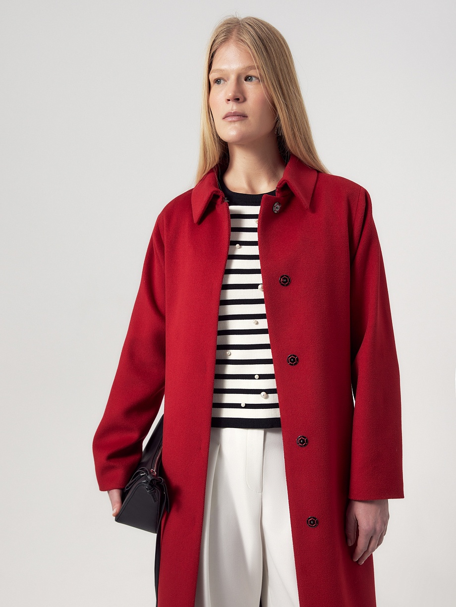 Демисезонное пальто из шерсти с мембраной