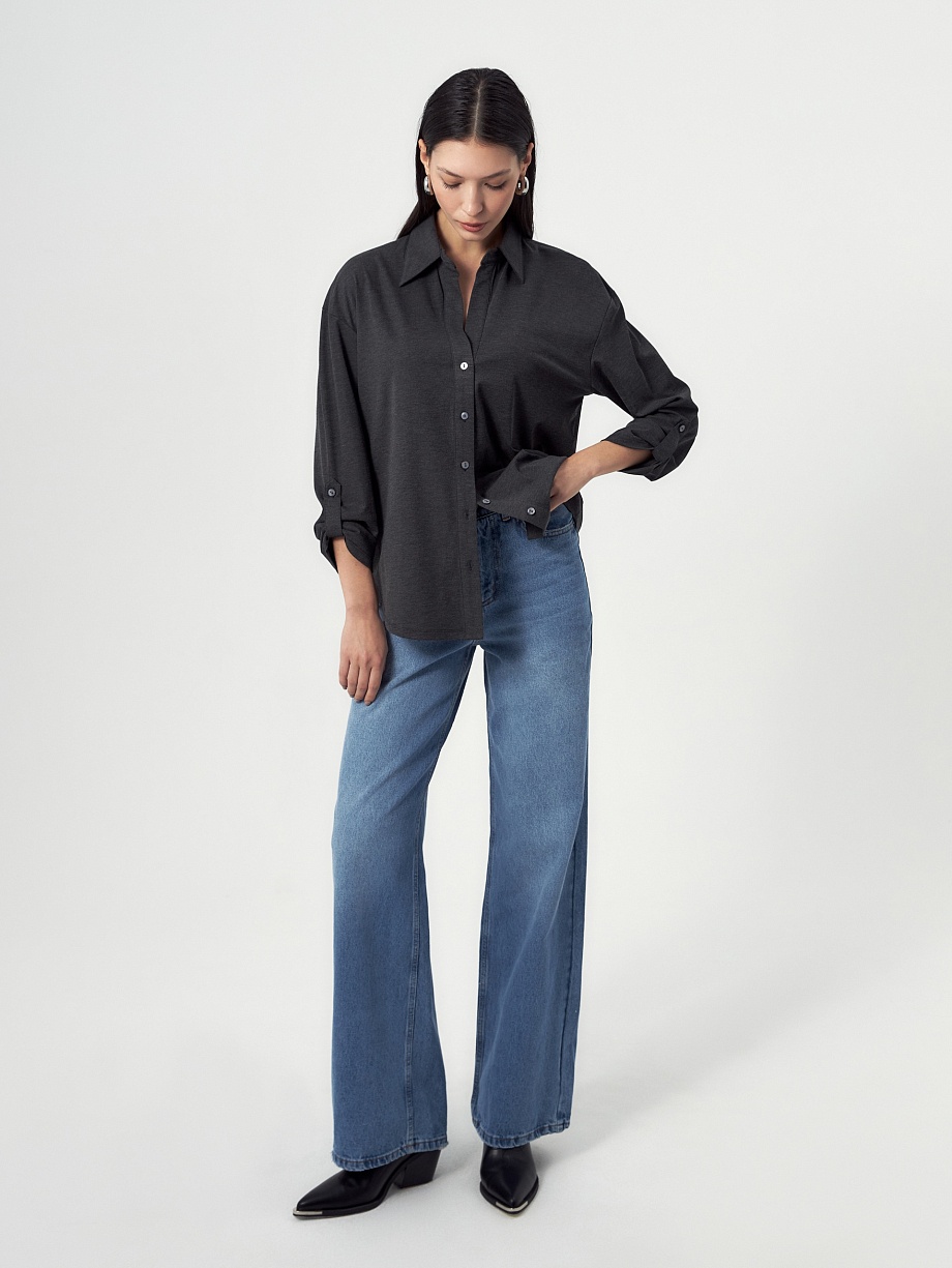 Прямая блуза из вискозного трикотажа