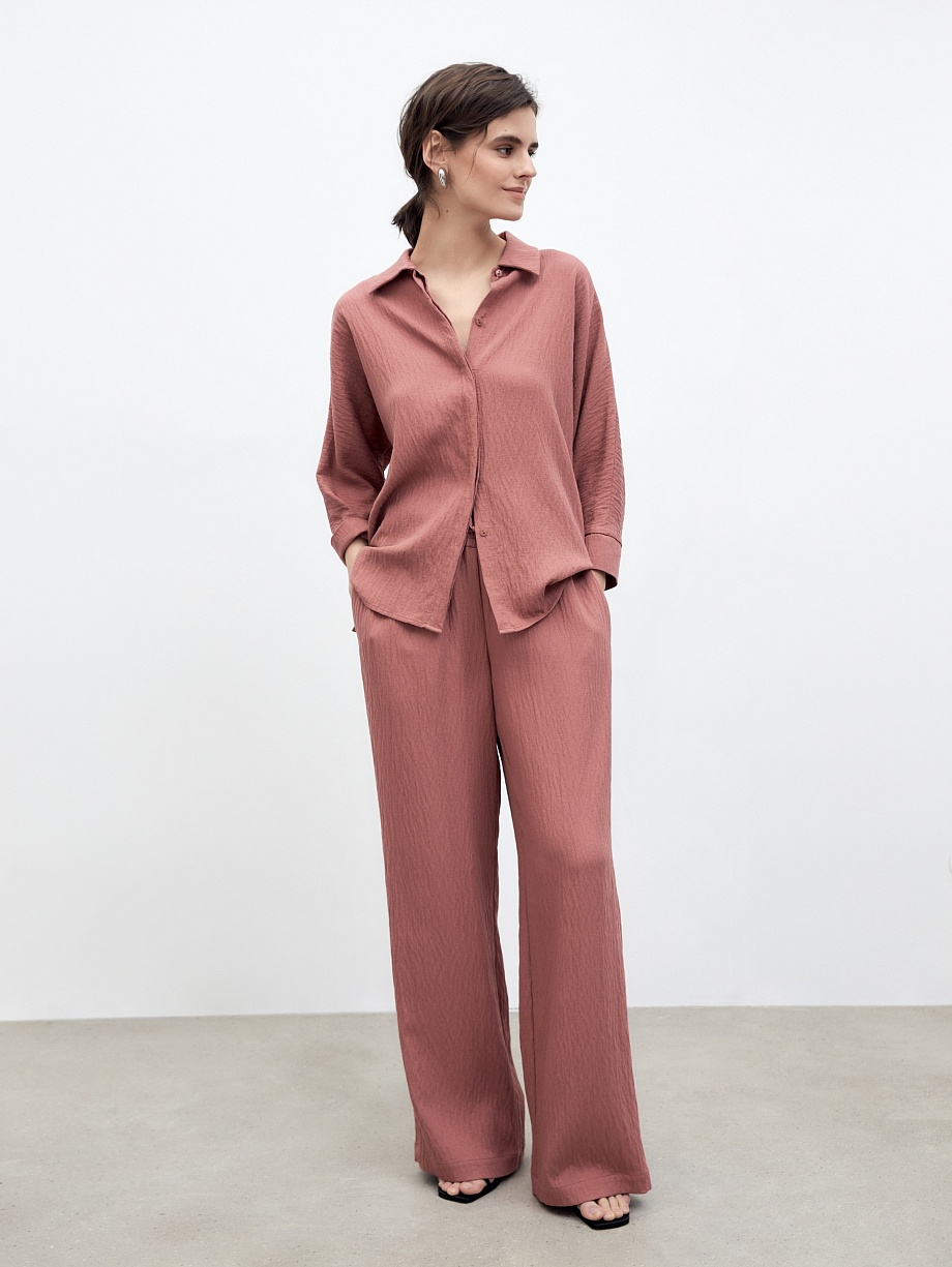 Свободные летние брюки на завязках из вискозы