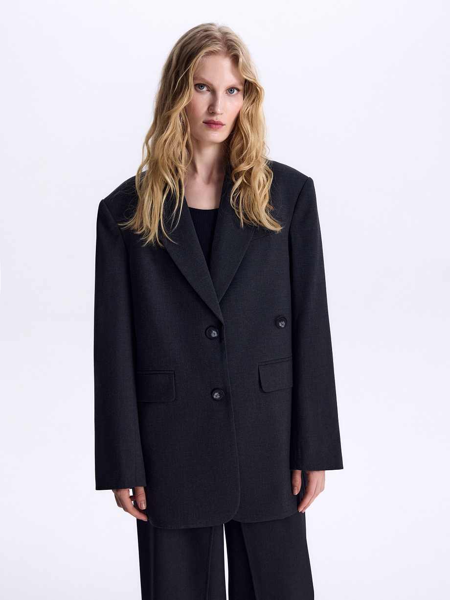 Жакет с асимметричной пуговицей