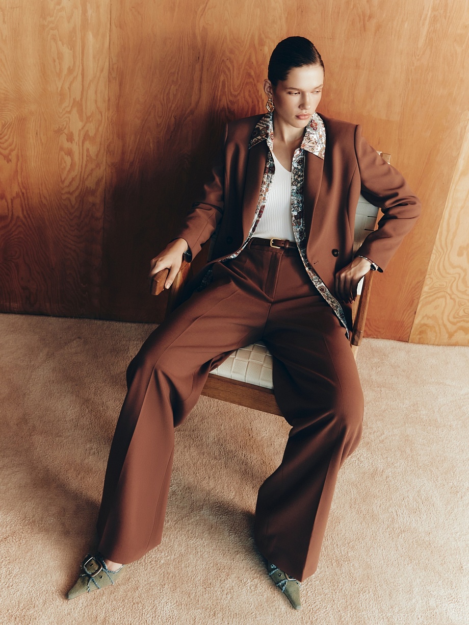 Прямые широкие брюки из костюмной ткани