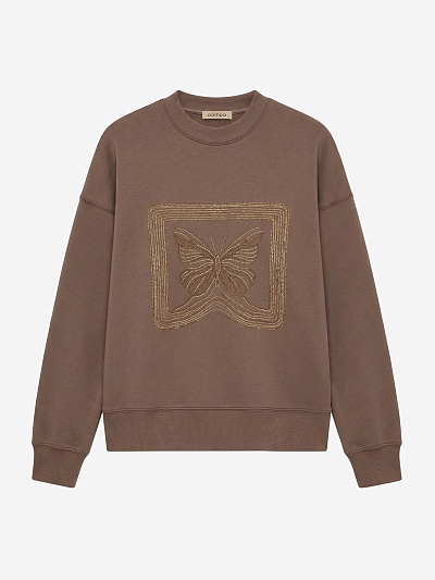 Хлопковый свитшот с аппликацией из страз