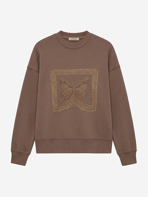 Хлопковый свитшот с аппликацией из страз