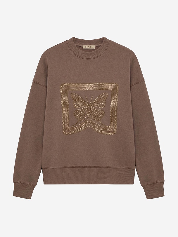 Хлопковый свитшот с аппликацией из страз