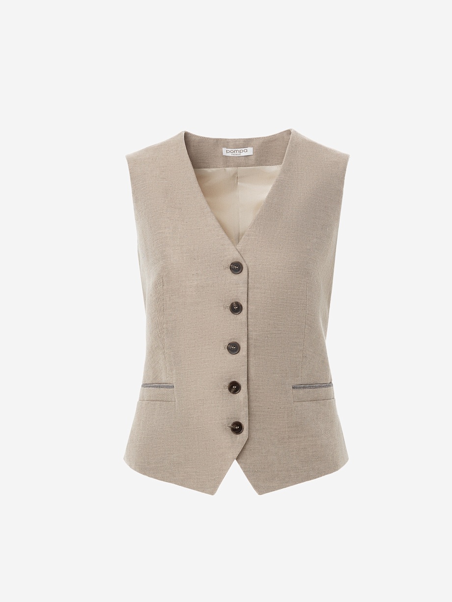 Жилет костюмный из хлопка и льна