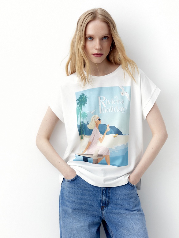 Футболка из 100% хлопка с принтом POMPA арт.5153820sr0801