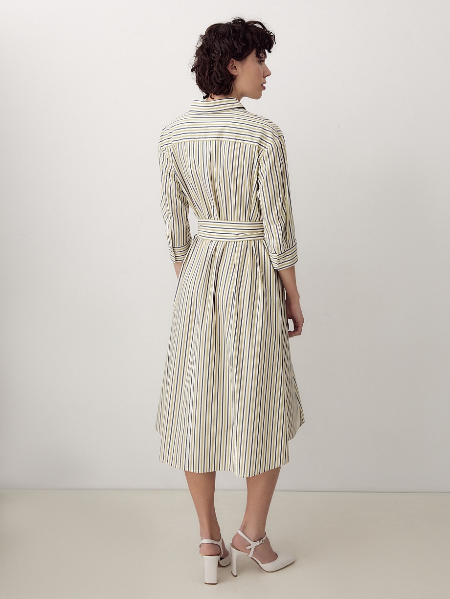 Платье-рубашка в разноцветную полоску