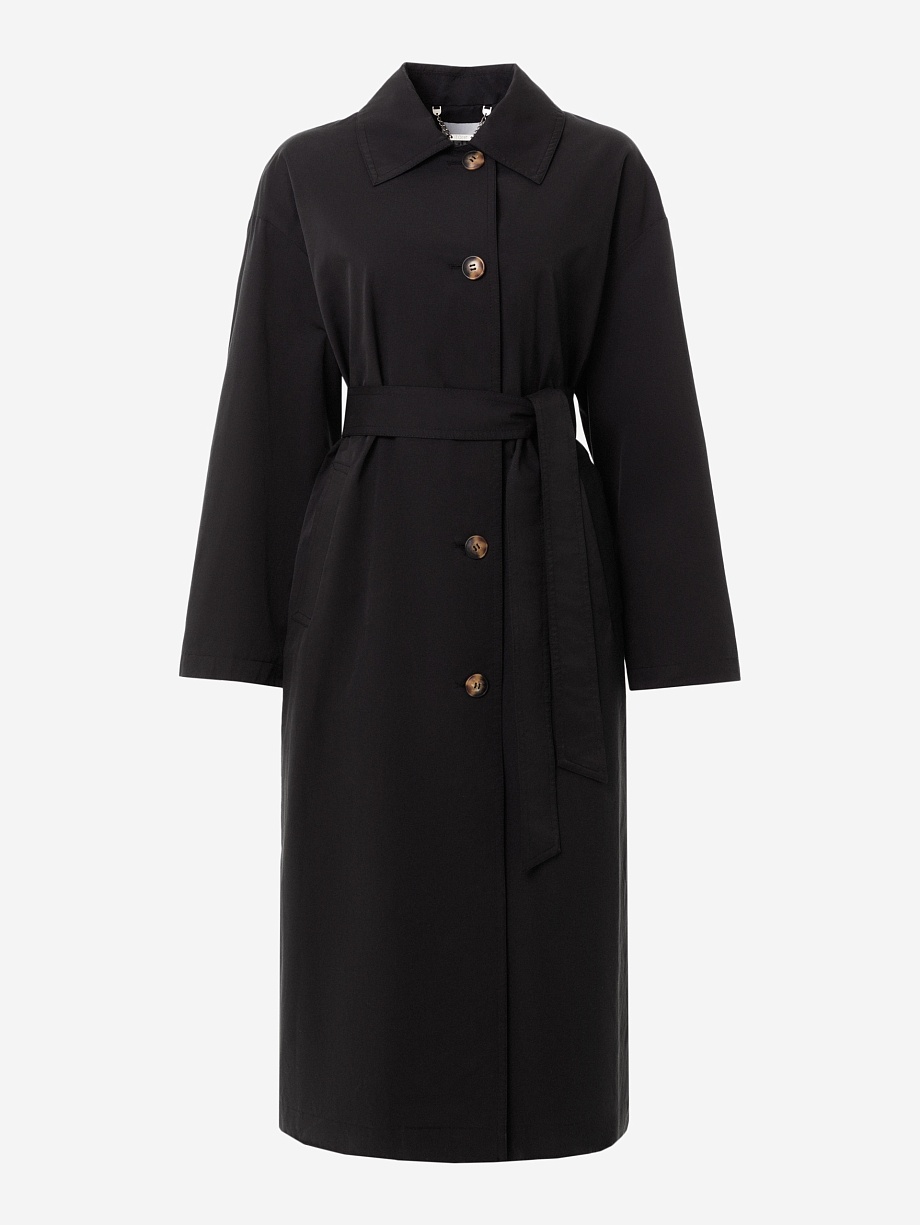 Непромокаемый хлопковый плащ силуэта трапеция