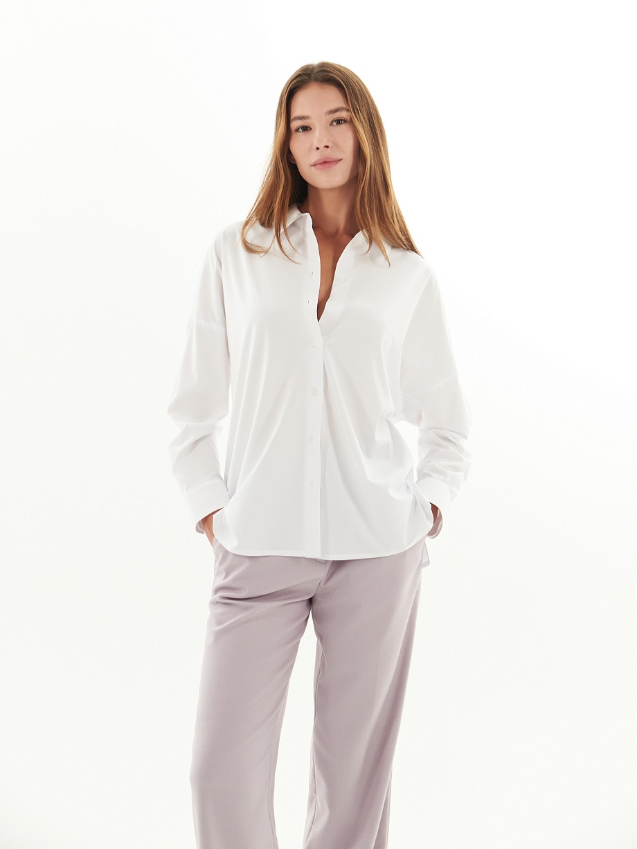 Хлопковая рубашка с декоративными пуговицами на спине