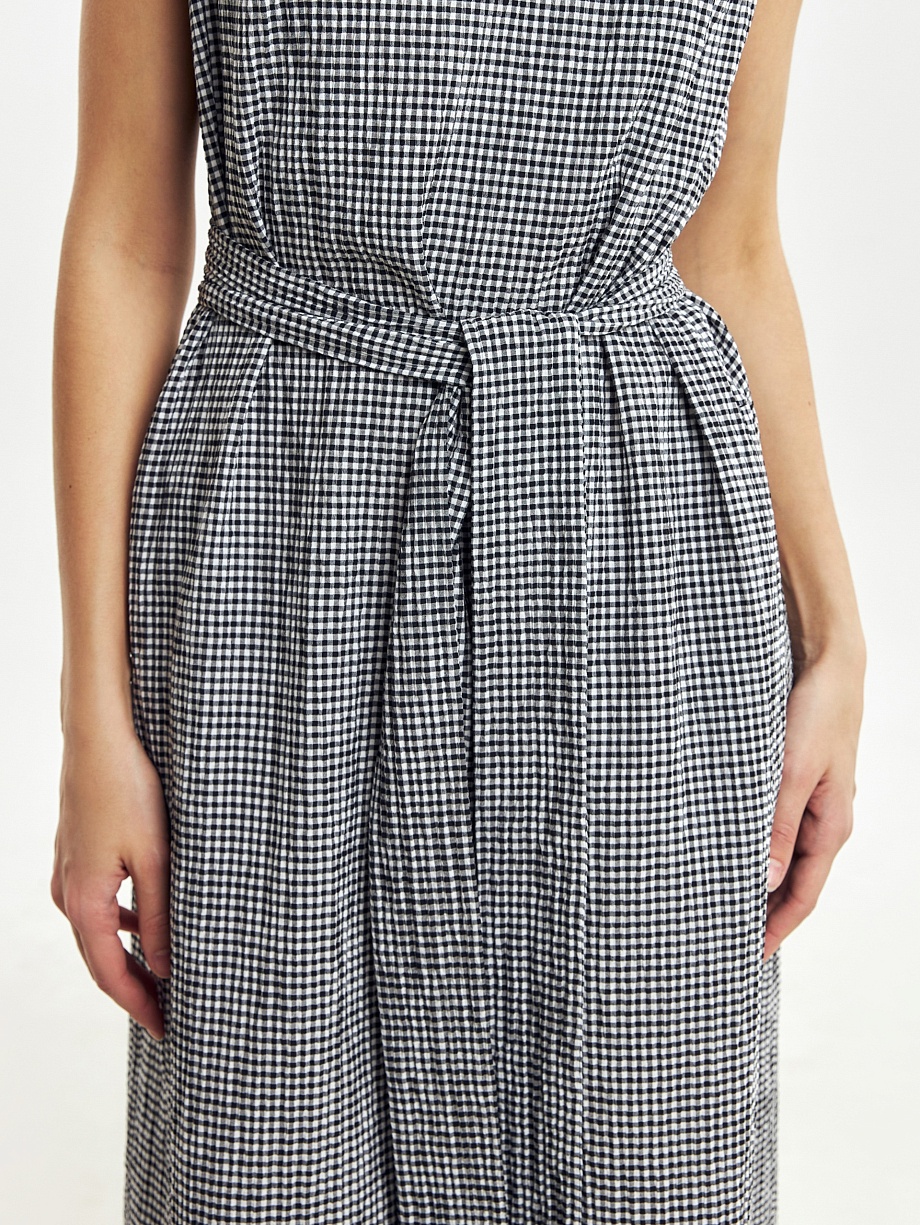 Сарафан в клетку "виши" с поясом