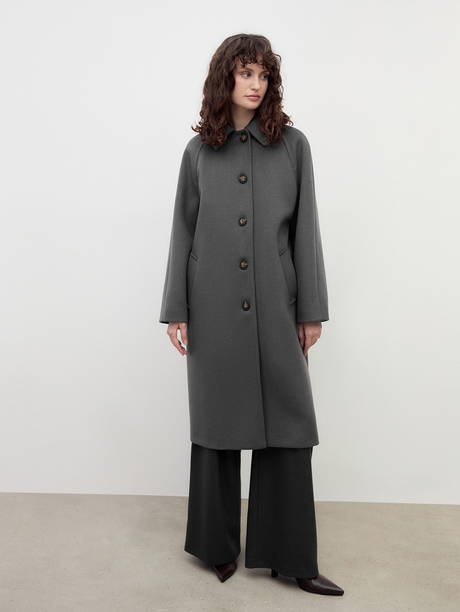 Шерстяное демисезонное пальто с мембраной