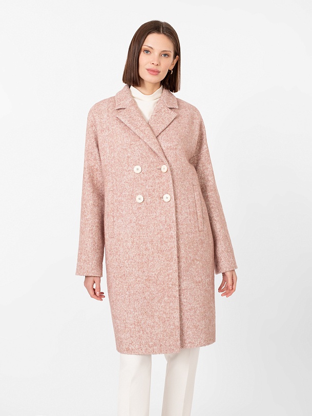 Пальто-кокон твидовое с мембраной