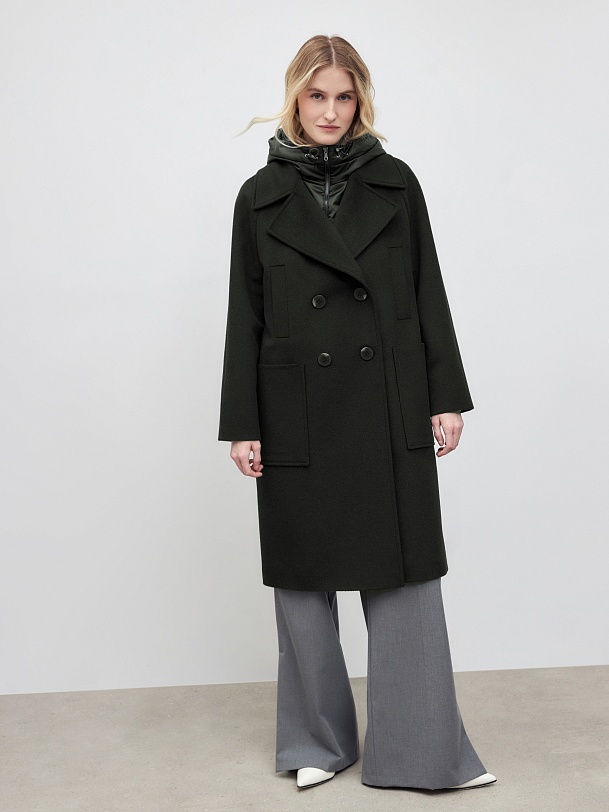 Шерстяное пальто с мембраной и утеплённой спинкой