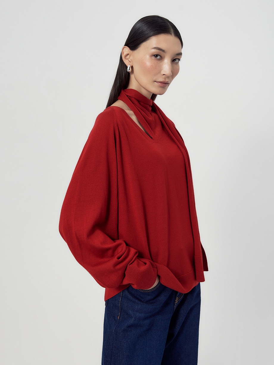 Джемпер из 100% мерсеризированной шерсти мериноса с шарфом