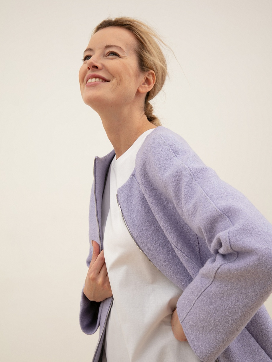 Шерстяное пальто на молнии