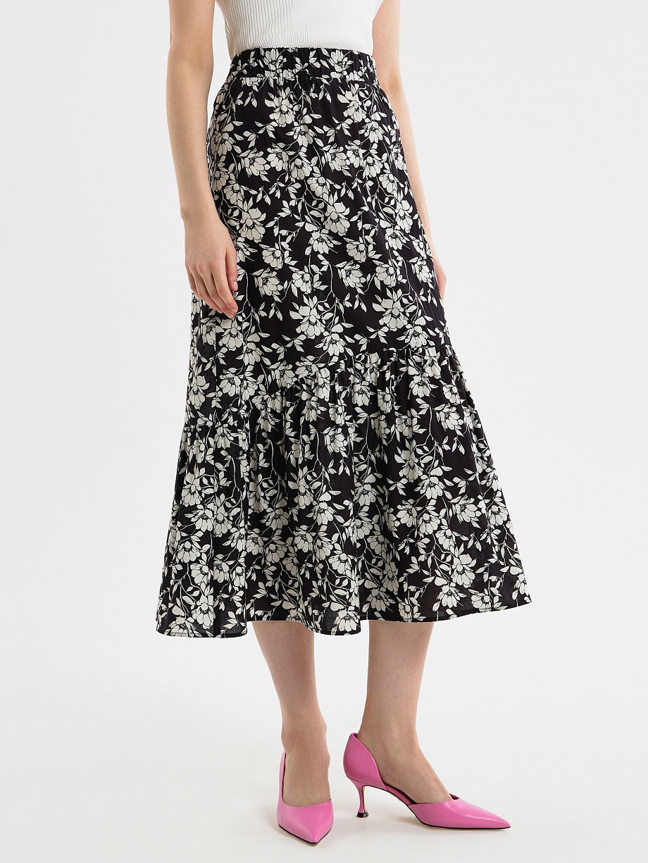 Юбка-колокол из хлопка в цветочном принте