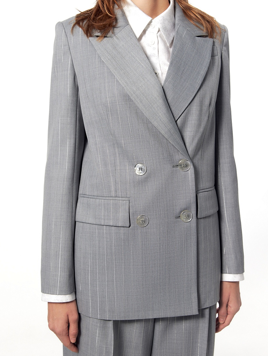 Двубортный жакет из костюмной ткани с шерстью