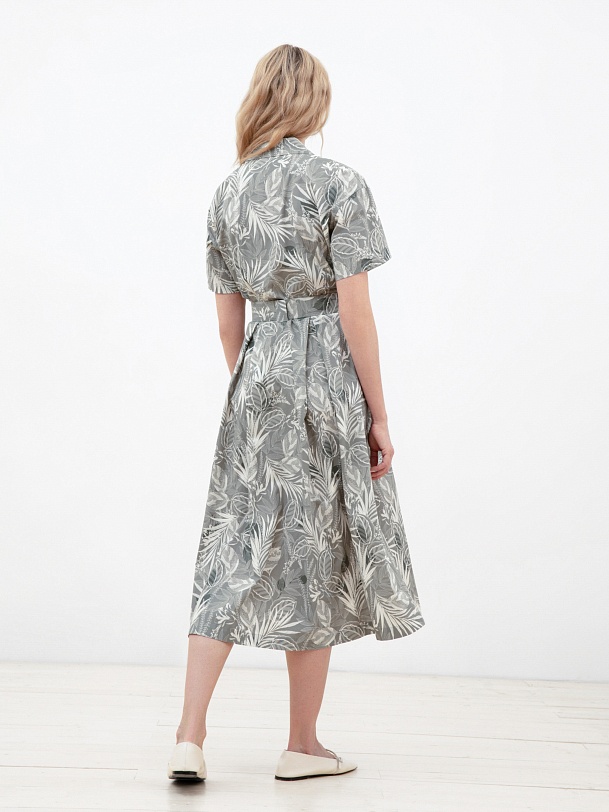 Платье хлопковое с растительным принтом