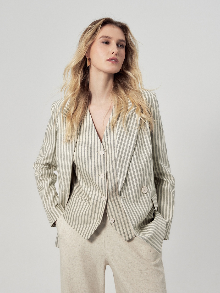 Двубортный жакет из натуральной ткани